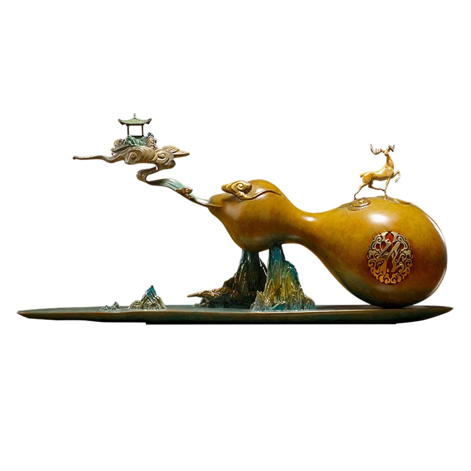 hongchenke34 Copper statue Copper Gourd Entryway Ornament Living Room Blessing Double To Crafts Art Large Sculpture Souvenir