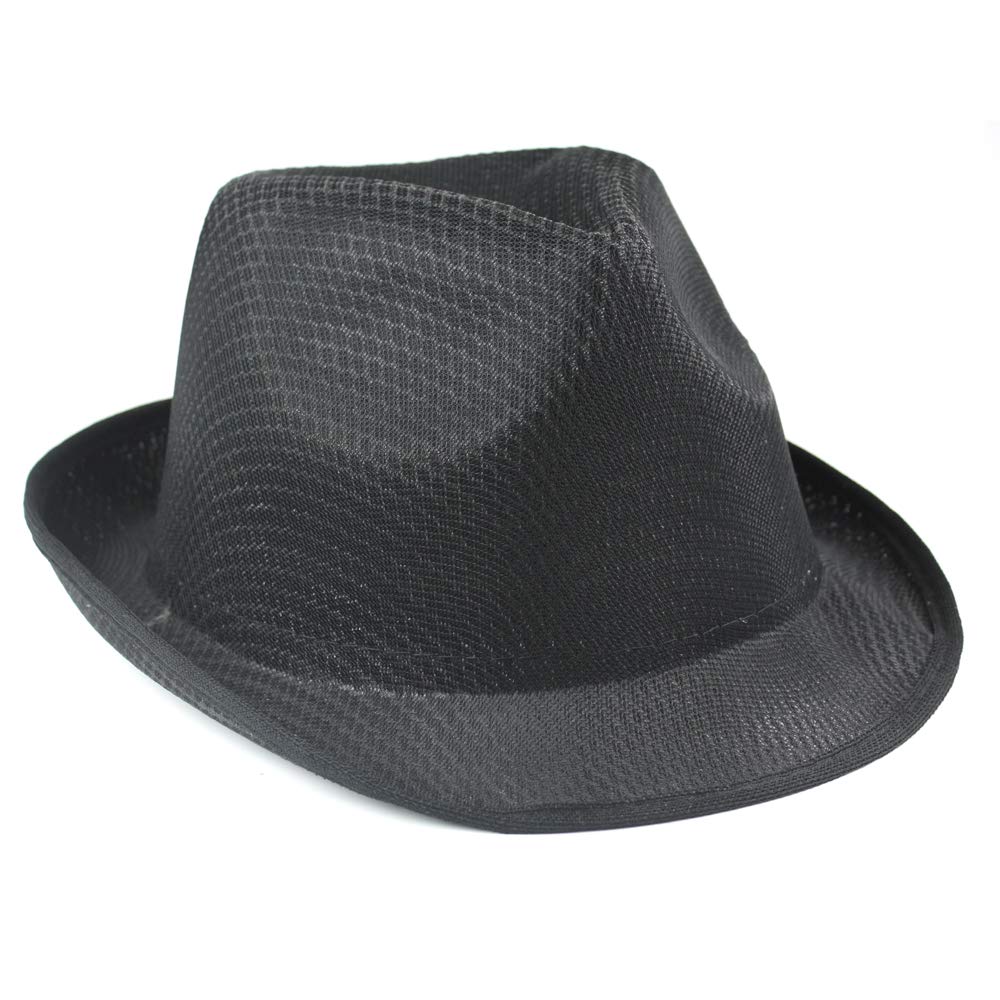 eBuyGB Pack of 10 Unisex Fedora Gangster Panama Trilby Hat Ideal for Fancy Dress or Sun Hat - Black