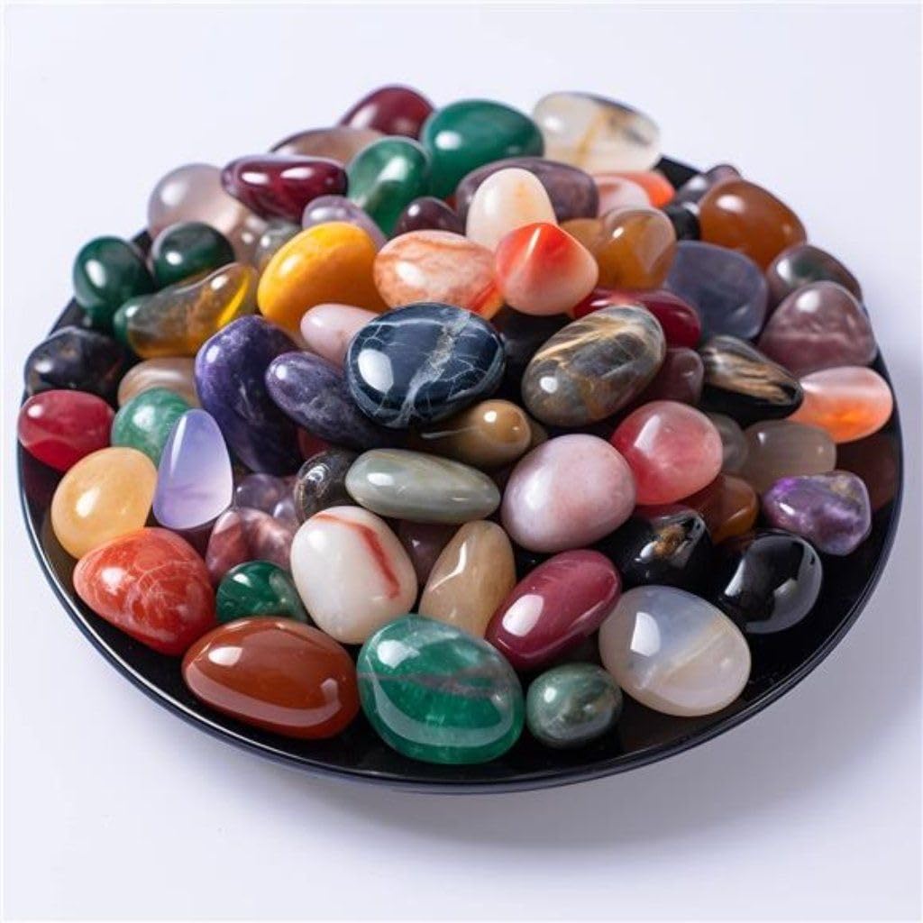 Onyx Pebble Stones for Decoration, Aquarium, Vases, Pots, Home and Kitchen Decor, Semi-Precious Translucent Gemstone, Color Stones for Gifts (2 kg)