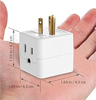 Vista 4 de Fosmon - Extensor de 3 tomas, adaptador de toma de corriente de 90 grados, adaptador de enchufe de alimentación de ángulo recto de 3 clavijas, cubo