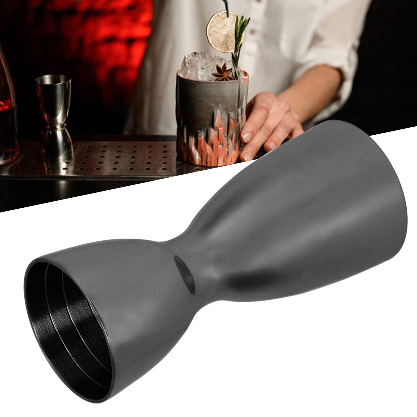 YAOGOHUA Cocktail Double Jigger Stainless Steel Wine Measuring Cup Bar Bartending Measuring Jigger U Shaped (Black Plated)