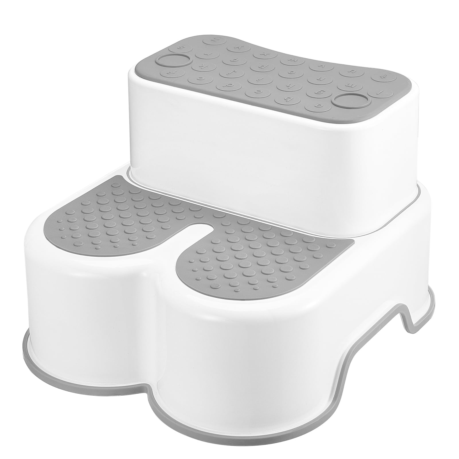 ACSTEP 2 Step Stools for Kids, Toddler Step Stool for Bathroom Sink, Toilet Stool with Anti-Slip Strips, Kitchen Helper - Sturdy, Lightweight, and Easy to Assemble, Perfect Height for Kids Grey