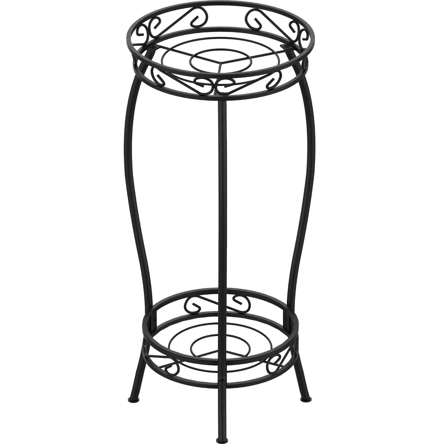 Bomclap Pflanzenständer Metall, 69cm Blumenständer Pflanzenständer, 2-stufige Blumentopf Ständer Blumentopfhalter für Drinnen & Draußen, Schwarz