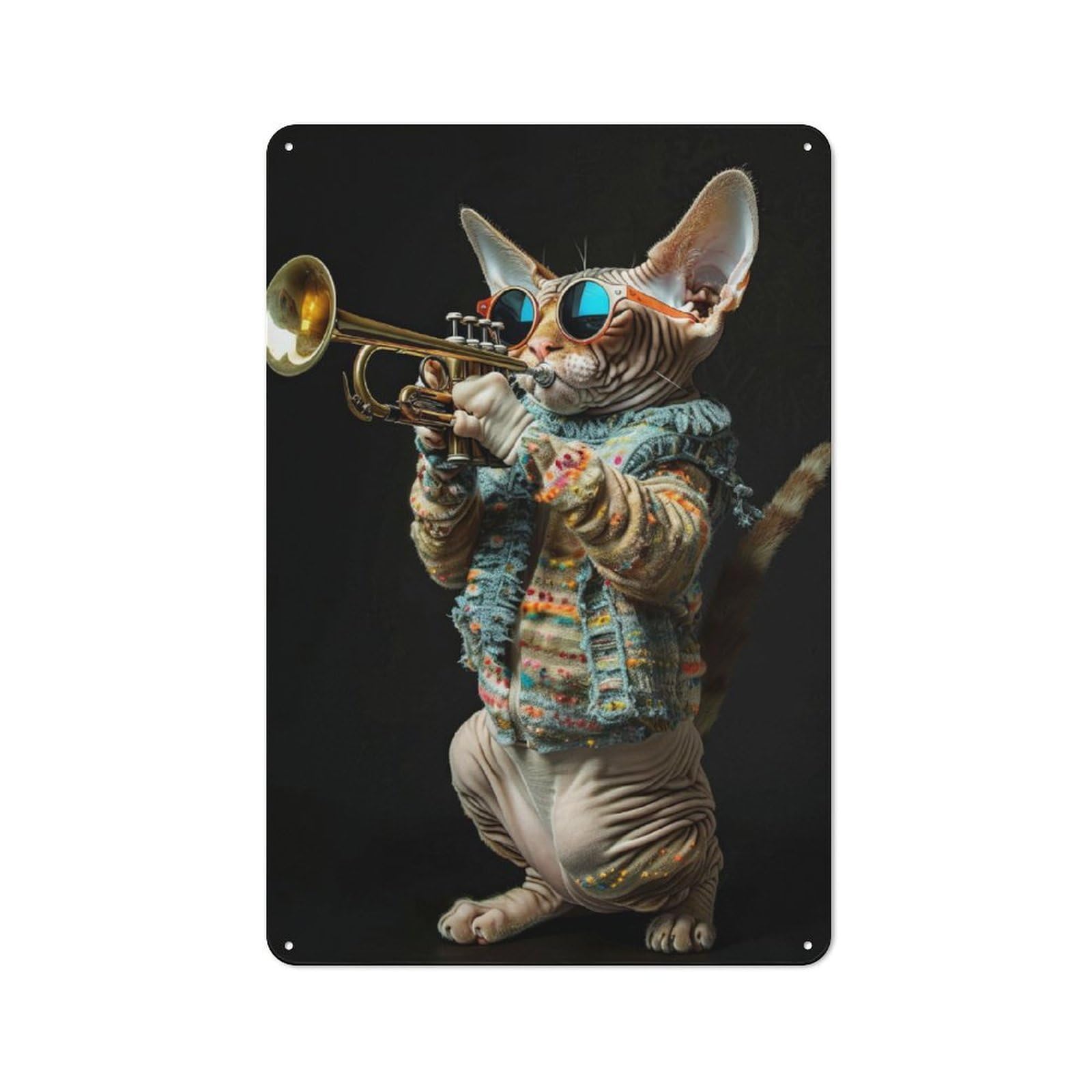 Junmoney Devon Rex Trumpet For Lounge Or Reading Corner, Retro Metal Sign 30X20cm, For Metal Sign Collectors, For Garage And Workshop Walls