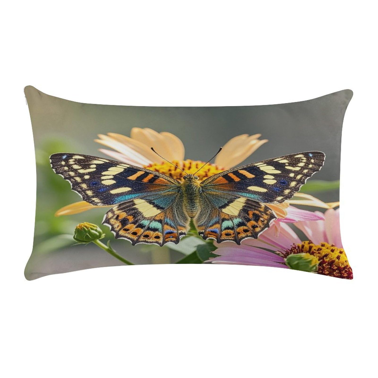 Butterfly Pillow Case Decorative Rectangle Throw Pillow Cover Soft Plush Pillowcase Cozy Cushion Case Modern Pillow Sham Cushion Cover for Bedroom Sofa Couch 20 X 12 Inch