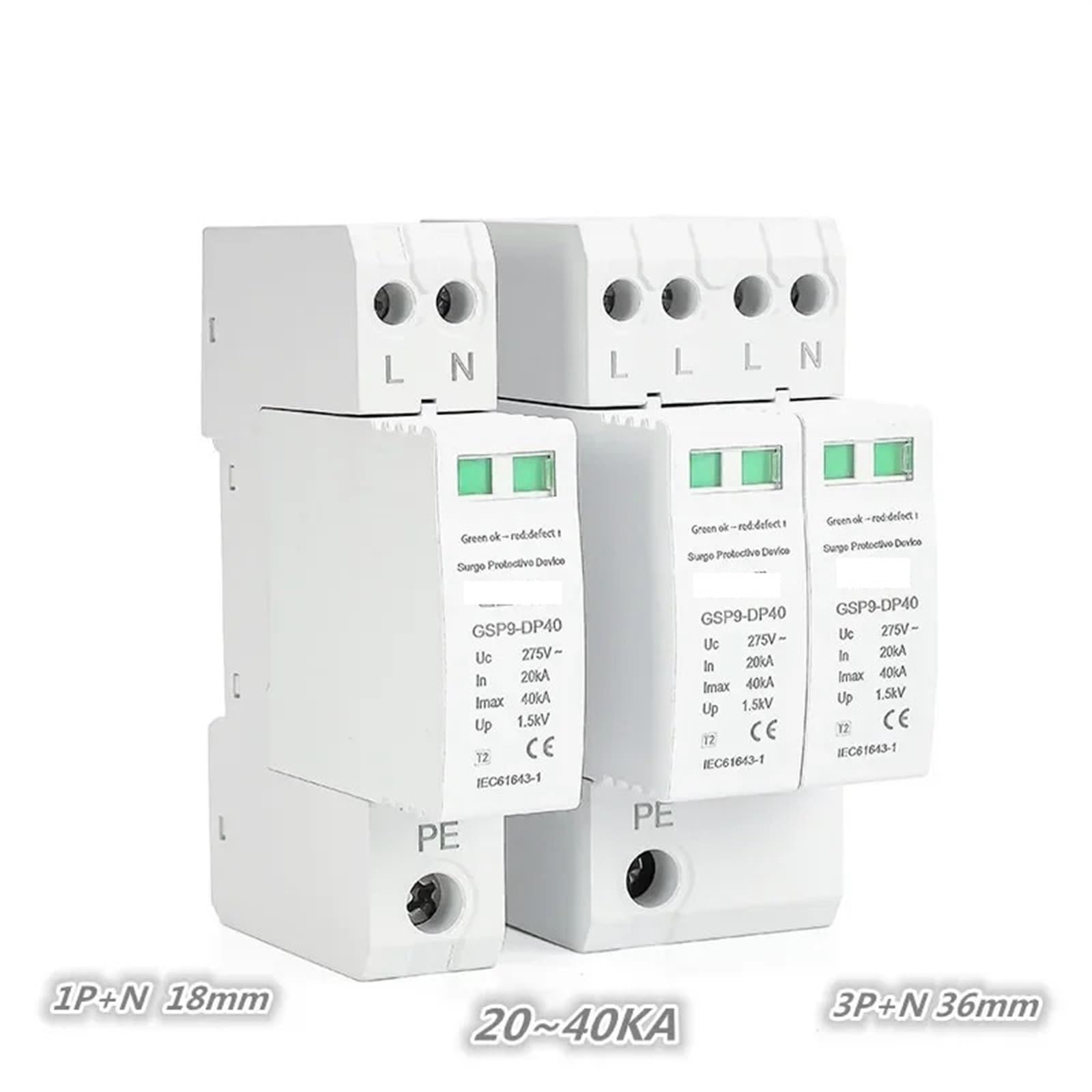 GSP9 1P + N 18mm SPD 20~40KA parafoudre Protection contre la foudre dispositif parafoudre basse tension AC275V SPD 1 pièces