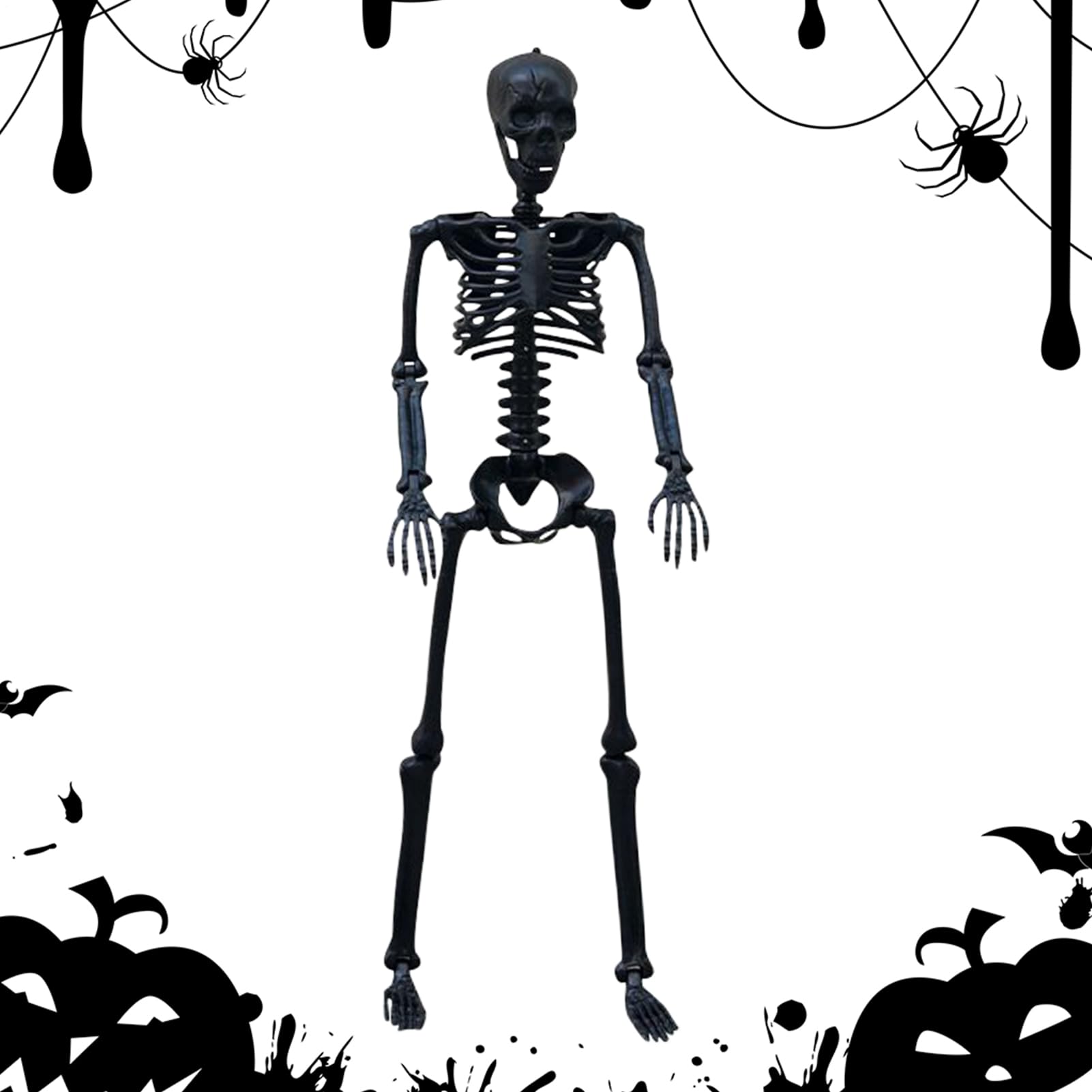 Squelette d'Halloween articulé pour décor de cour et terrasse