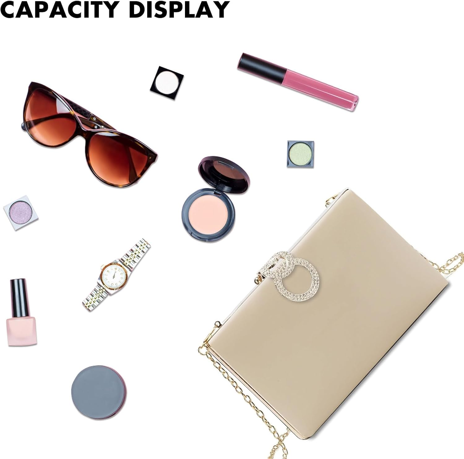 Clutch Purse for Women, Evening Bag with Removable Chain Strap Elegant Handbag for Wedding/Prom/Cocktail/Party - Image 6