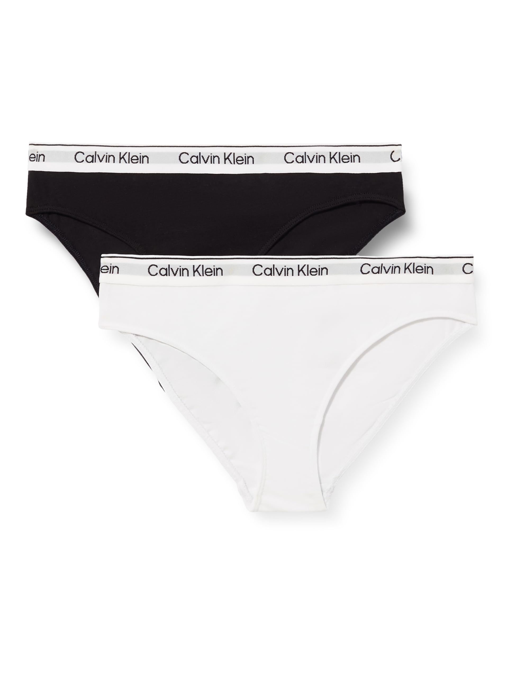 Calvin Klein Girls 2Pk Bikini G80G800726 Brief, BLACK (Pvhblack/Brightwhite), 12-14 Years