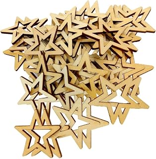 50 Piece 30mm Unfinished Hollow Wooden Shape Star