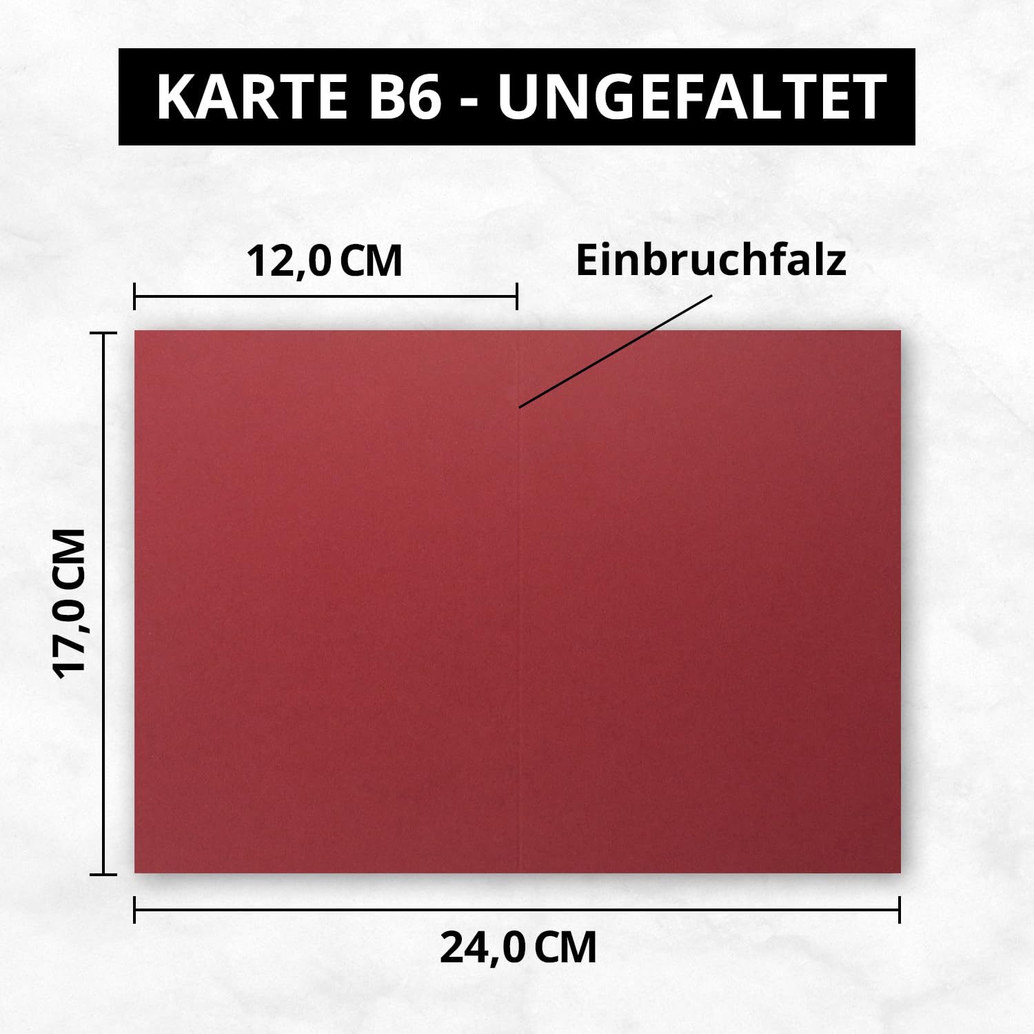 100x Faltkarten-Set DIN B6 12 x 17 cm in Dunkelrot (Rot) mit Briefumschlägen DIN B6 Haftklebung - für Einladungen und Grußkarten zum Geburtstag oder Hochzeit