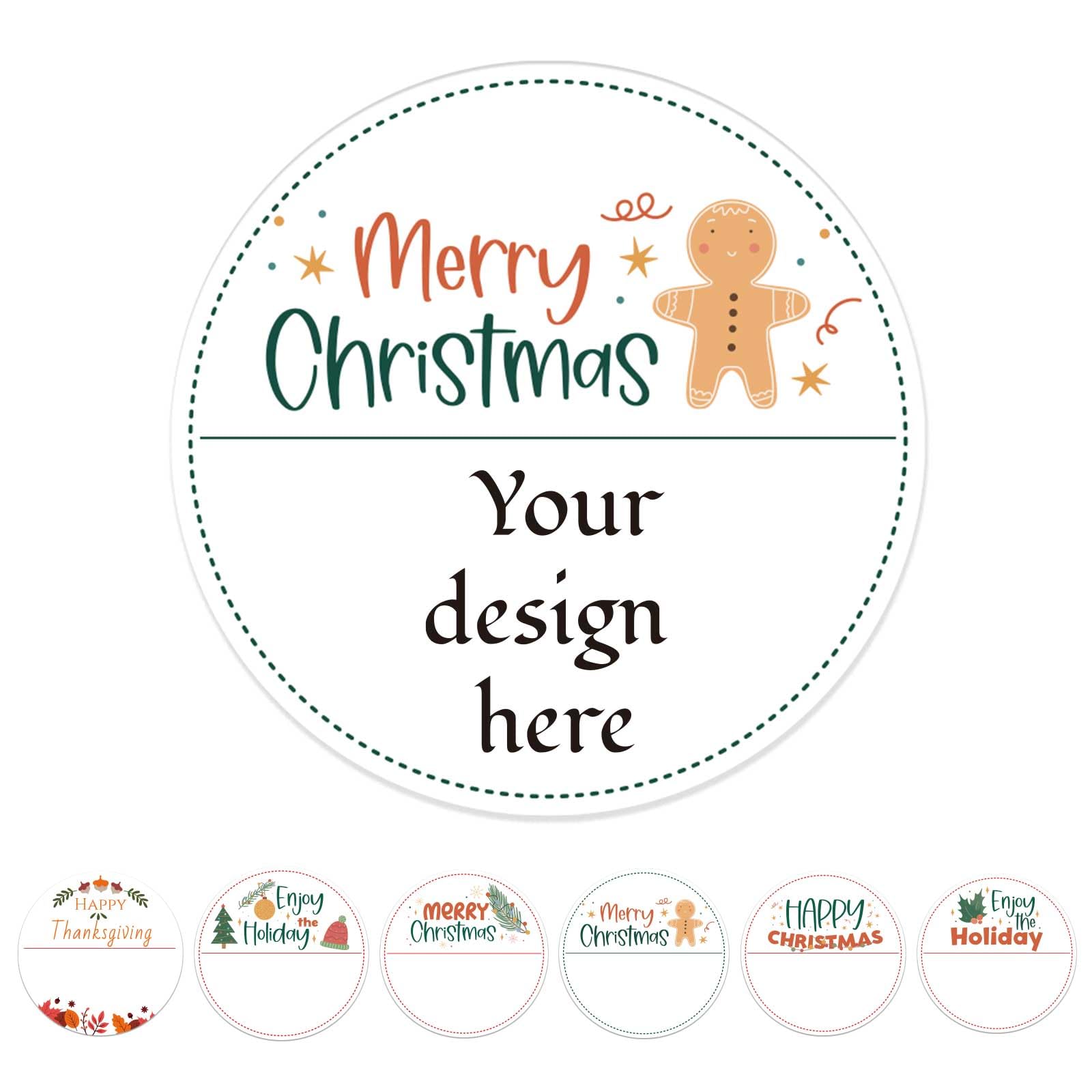 Custom Stickers Labels Merry Christmas Stickers Personalized Labels 100 or 200pcs All Purpose with Logo, Photo, Texts Business Labels (Style 2)