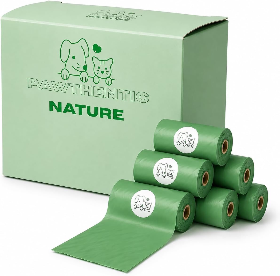 Dog Poop Bags, Light Baby Powder Scent, 90 Count (6 Rolls), Certified Compostable Cornstarch Blend - ASTM D6400 & EN 13432, Extra Thick, Leak-Proof, 9x13 Inch for Dogs & Cats