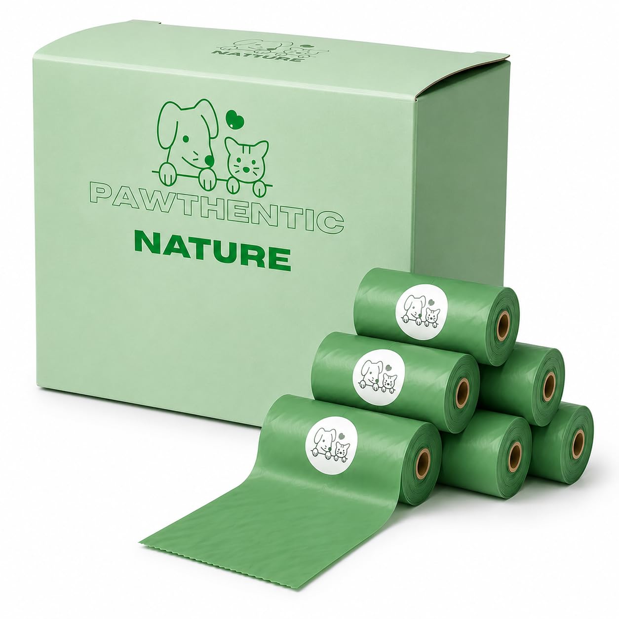 Dog Poop Bags, Light Baby Powder Scent, 90 Count (6 Rolls), Certified Compostable Cornstarch Blend - ASTM D6400 &amp; EN 13432, Extra Thick, Leak-Proof, 9x13 Inch for Dogs &amp; Cats