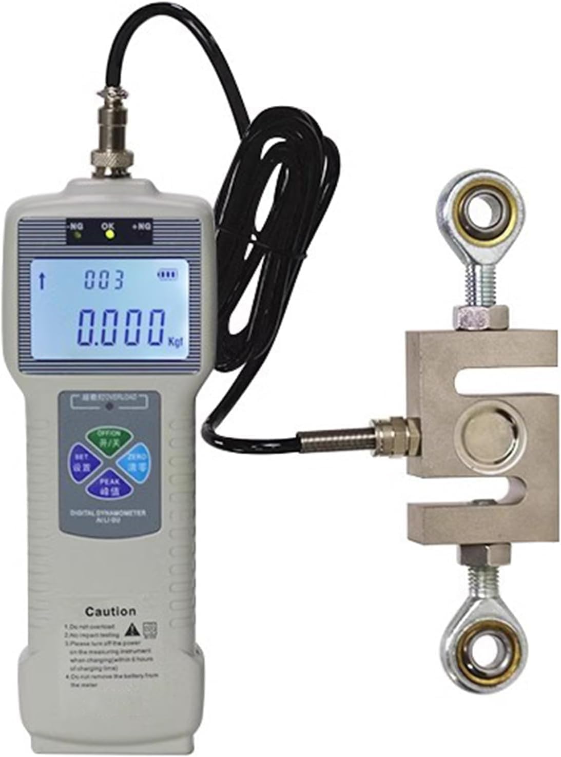 Dinamómetro digital de fuerza de empuje y tracción con sensor externo, dinamómetro digital de fuerza de empuje y tracción, aplicaciones de pruebas industriales (1000N)