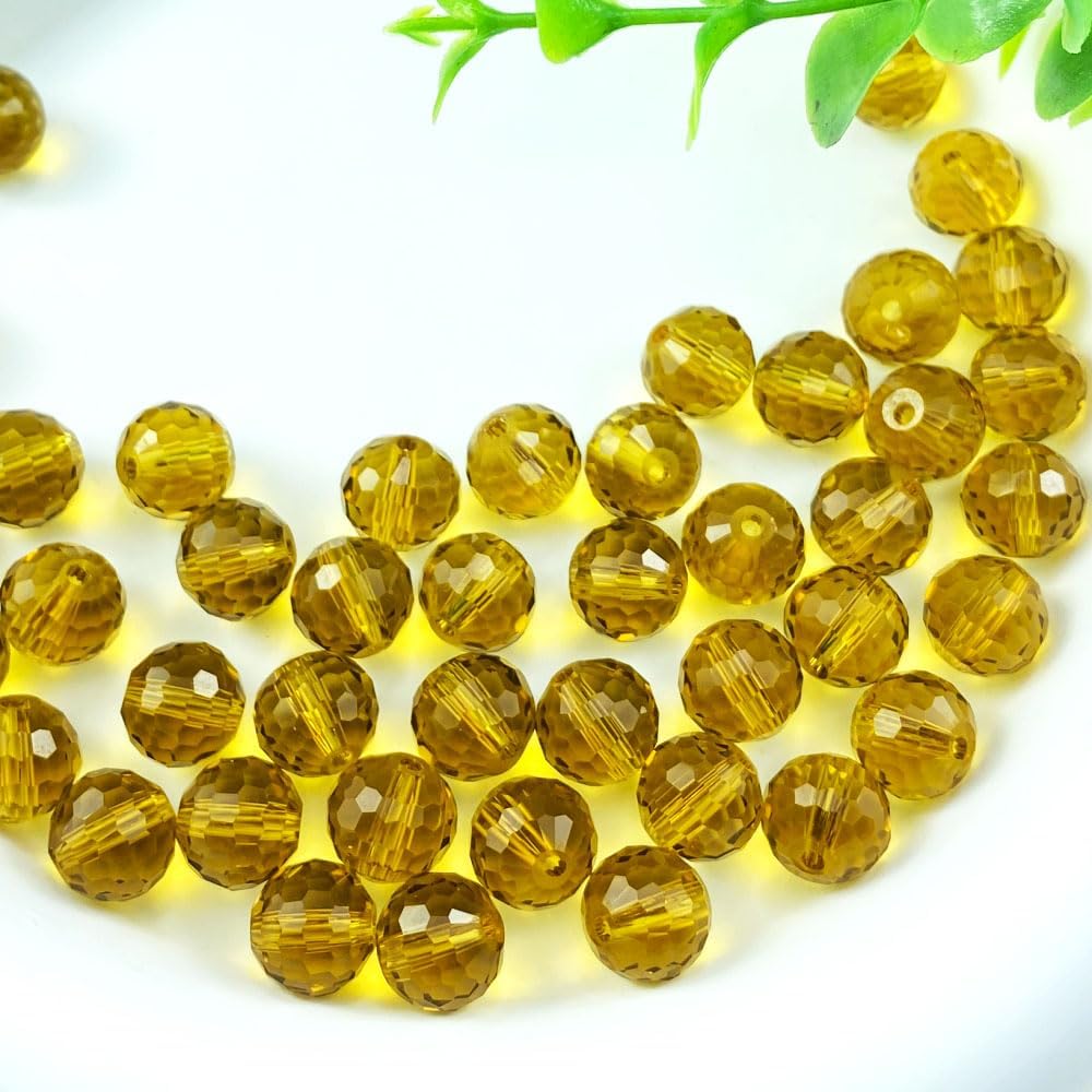Jmassyang 100 Pieces 6mm Round Crystal Glass Beads Faceted Crystal Spacer Beads for DIY Crafts Jewelry Making, Bracelets Necklaces Earrings Wind Chimes Suncatchers(Amber) - Image 5