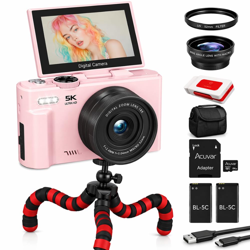 Amazon.com : 5K Vlogging Camera with Flip Screen & Flexible Mini