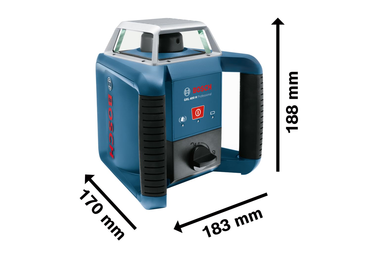 Bosch Professional Laser obrotowy GRL 400 H (jeden przycisk obsługowy, LR 1, zasięg pracy: do 400 m (średnica), akumulatorki ładowane (2xD, 1x9V), ładowarka, L-Boxx)