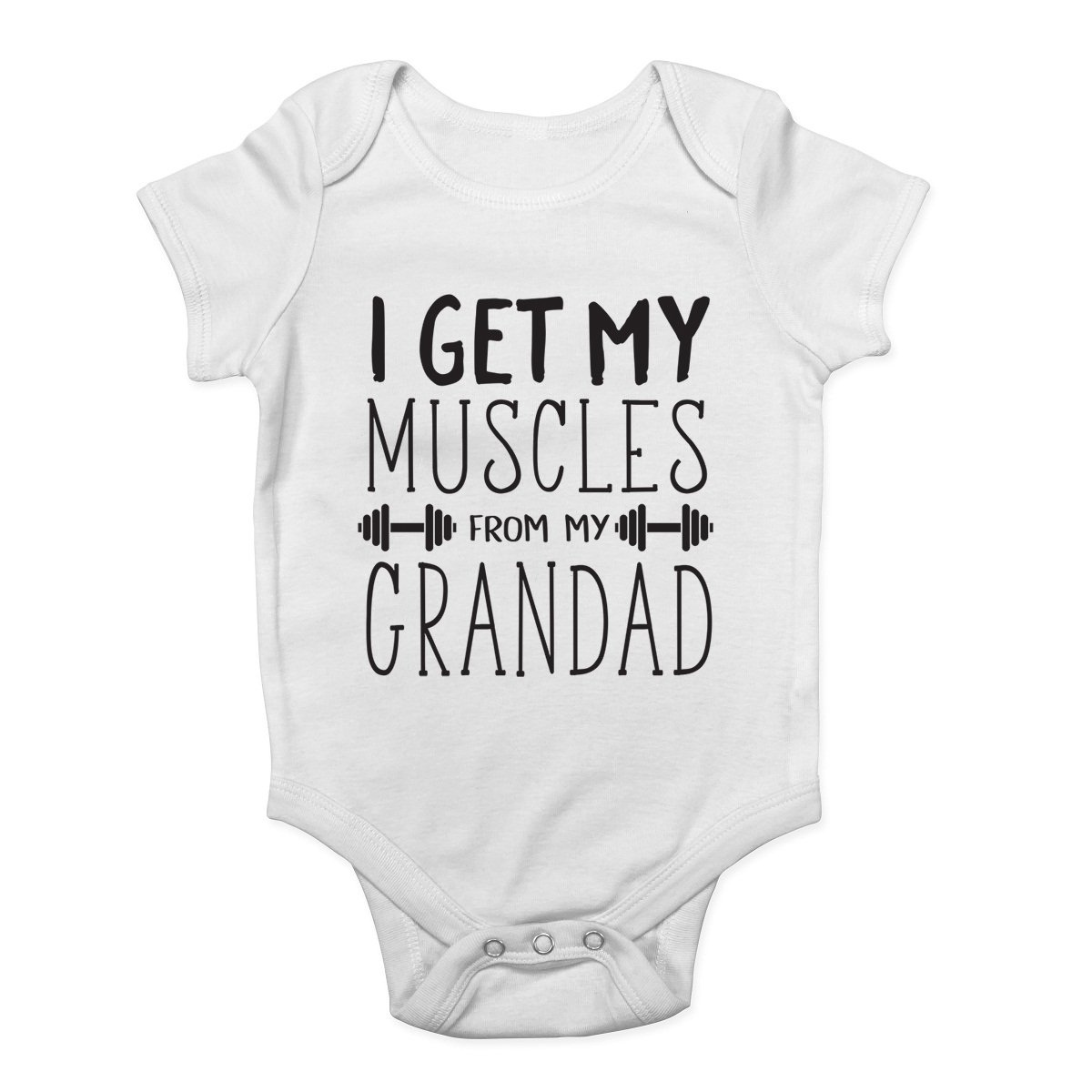 I Get My Muscles from My Grandad Weight Lifting Cute Boys and Girls Baby Vest Bodysuit White