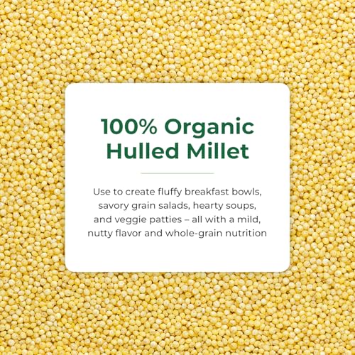 Image of Quay Naturals Organic Hulled Millet, 2.5 lbs, USA Grown, Non-GMO, Gluten-Free, Whole Grain, Easy to Digest, Vegan-Friendly