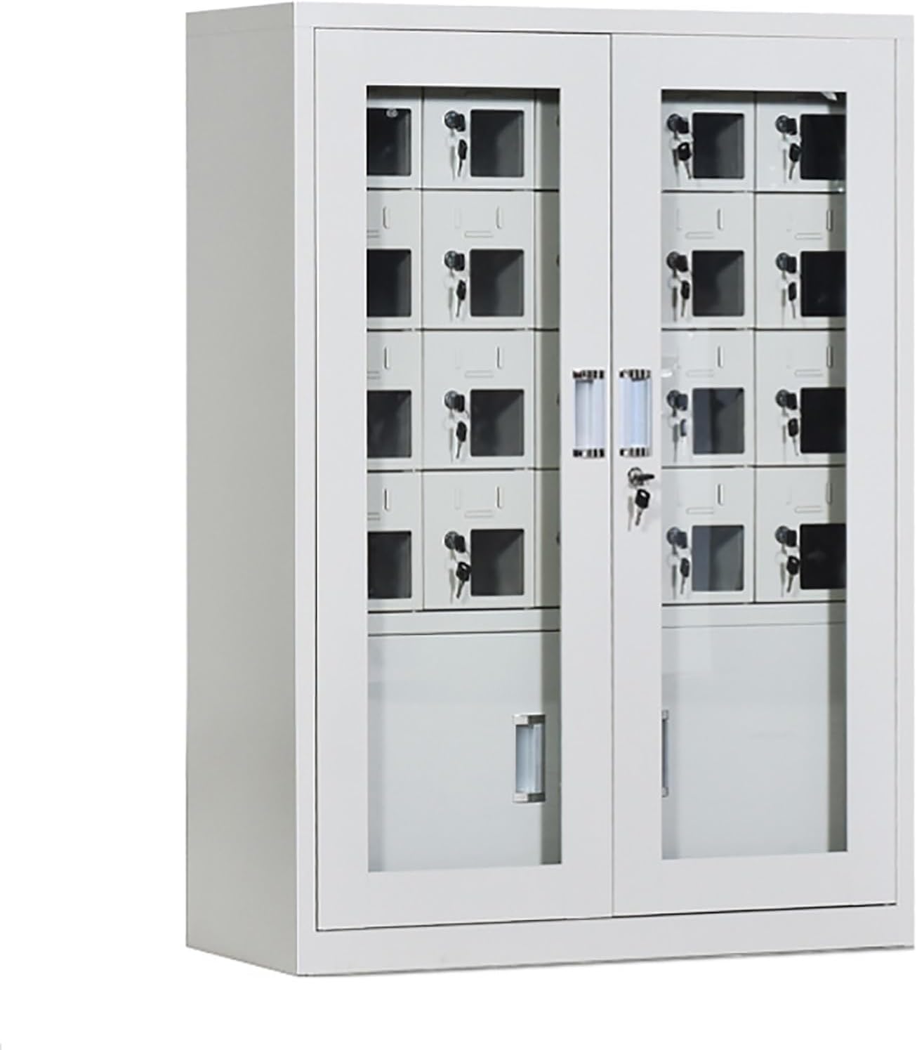 Metal Cell Phone Locker Box with 20 Lockable Doors - Secure Mobile Phone Storage Cabinet for Office, Gym, School, and Shared Spaces - Durable and Compact Design