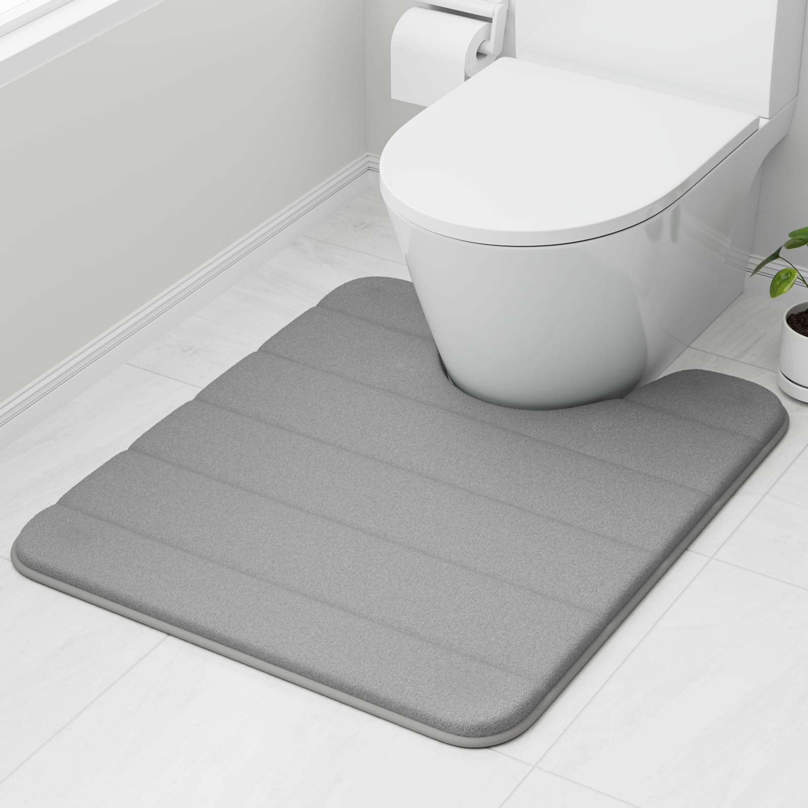 Tapis de toilette en mousse à mémoire de forme 50 x 60 cm gris antidérapant super absorbant