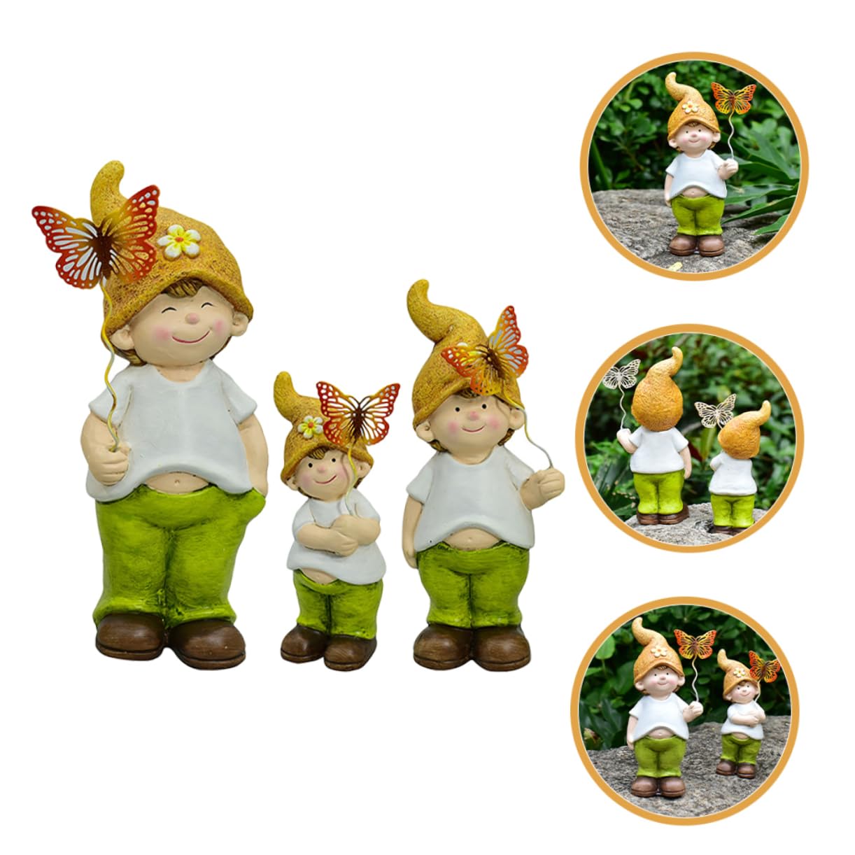 3kawałki Ceramiczna Figurka Krasnala Ogrodowego Urocza Ozdoba Do Ogrodu Patio Trawnika i Dziedzińca Idealna Do Dekoracji Przestrzeni Zewnętrznych