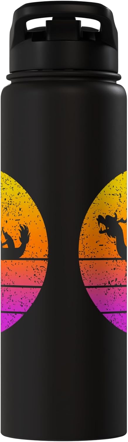 Dragon Boat Paddler Retro Sunset Silhouette Stainless Steel Insulated Water Bottle