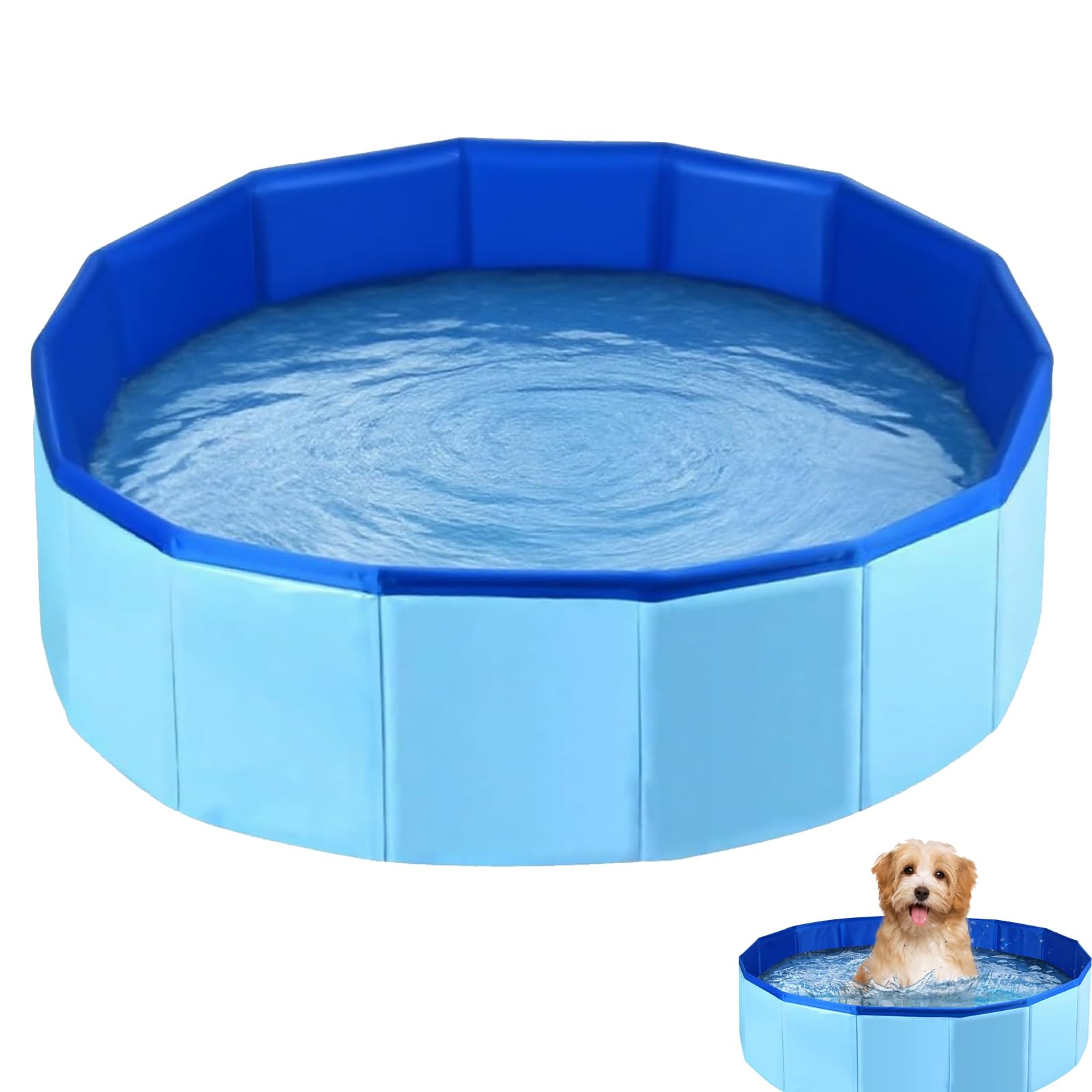 Foldable Dog Pool, 50×10cm Dog Paddling Pool, Non-Slip Paddling Pool, Portable Pet Swimming Pool, Multipurpose Bathing Tub for Puppy, Cat and Kids, Ideal for Garden, Backyard, Beach and Outdoor Use