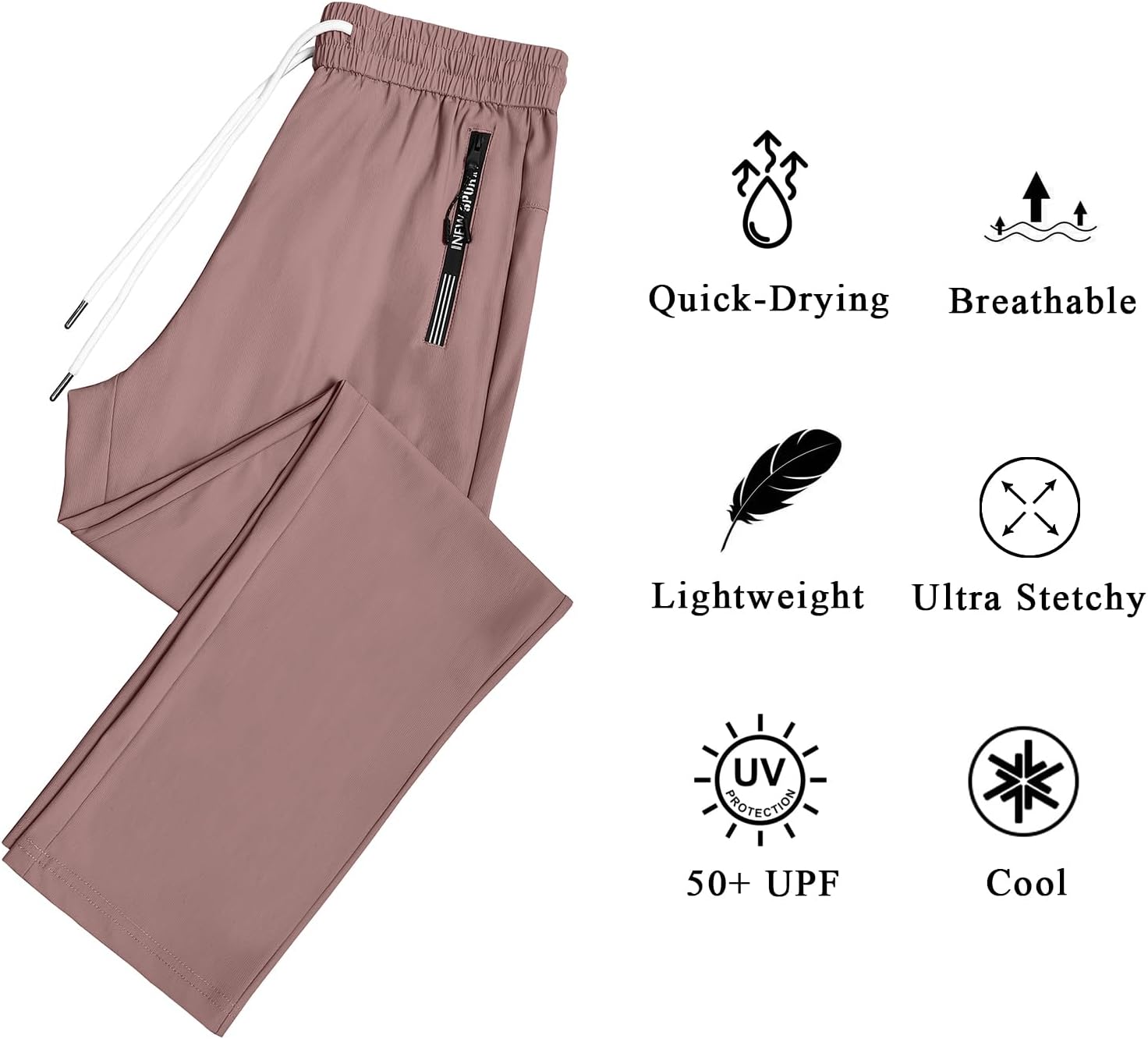 IWOLLENCE Women's Active Stretch Pants Quick Dry Breathable Athletic Comfy Fit Hiking Pant with Zipper Pockets - Image 5
