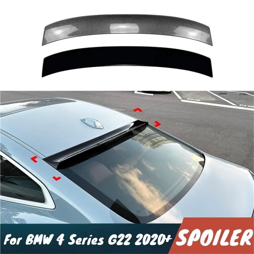 Kompatybilny z BMW serii 4 G22 2020+ tylna szyba samochodu Spoiler skrzydła czarny zestaw karoserii z włókna węglowego zewnętrzne akcesoria do tuningu część(Carbon Printing)