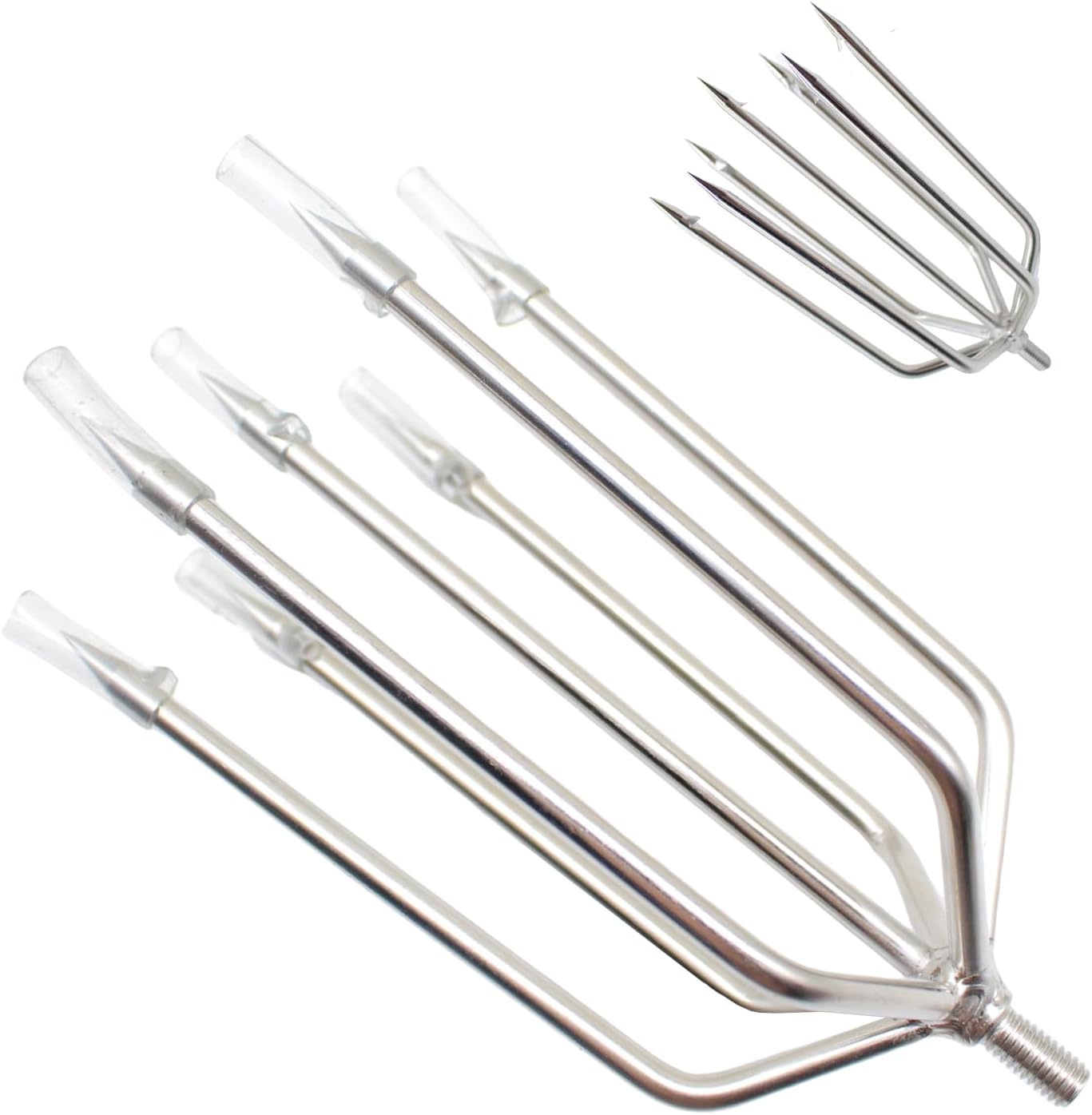 Fishing Harpoon Stainless Steel Spiked Spear Aluminum Alloy Gig Gaff with 8mm Screw for Outdoor Fishing Landing Big Fish Frog