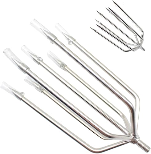 Vista 13 de Arpón de pesca, de acero inoxidable, lanza de púas de aleación de aluminio, con tornillo de 0.315 in para pesca al aire libre, aterrizaje de rana