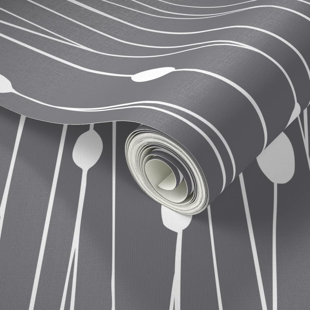 Peel & Stick Wallpaper 3ft x 2ft - Geometric Lines Gray Stripes Abstract Modern Minimalist Dots Stripe Geo Custom Removable Wallpaper by Spoonflower