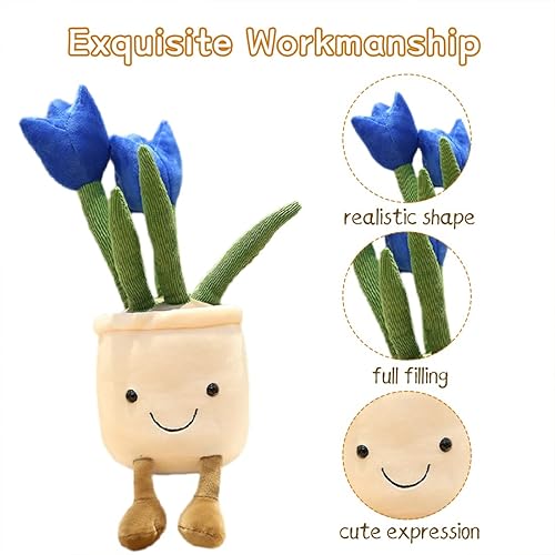 Miniatura 2 de Lindo juguete de peluche de tulipán suculentas, 13.8 pulgadas, peluche de planta en maceta, almohada suave y esponjosa, juguete de peluche para