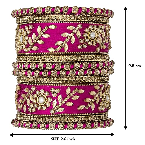 Image of Peora Silk Thread Kundan & Stone Studded Chuda Bangles Set Gift for Women