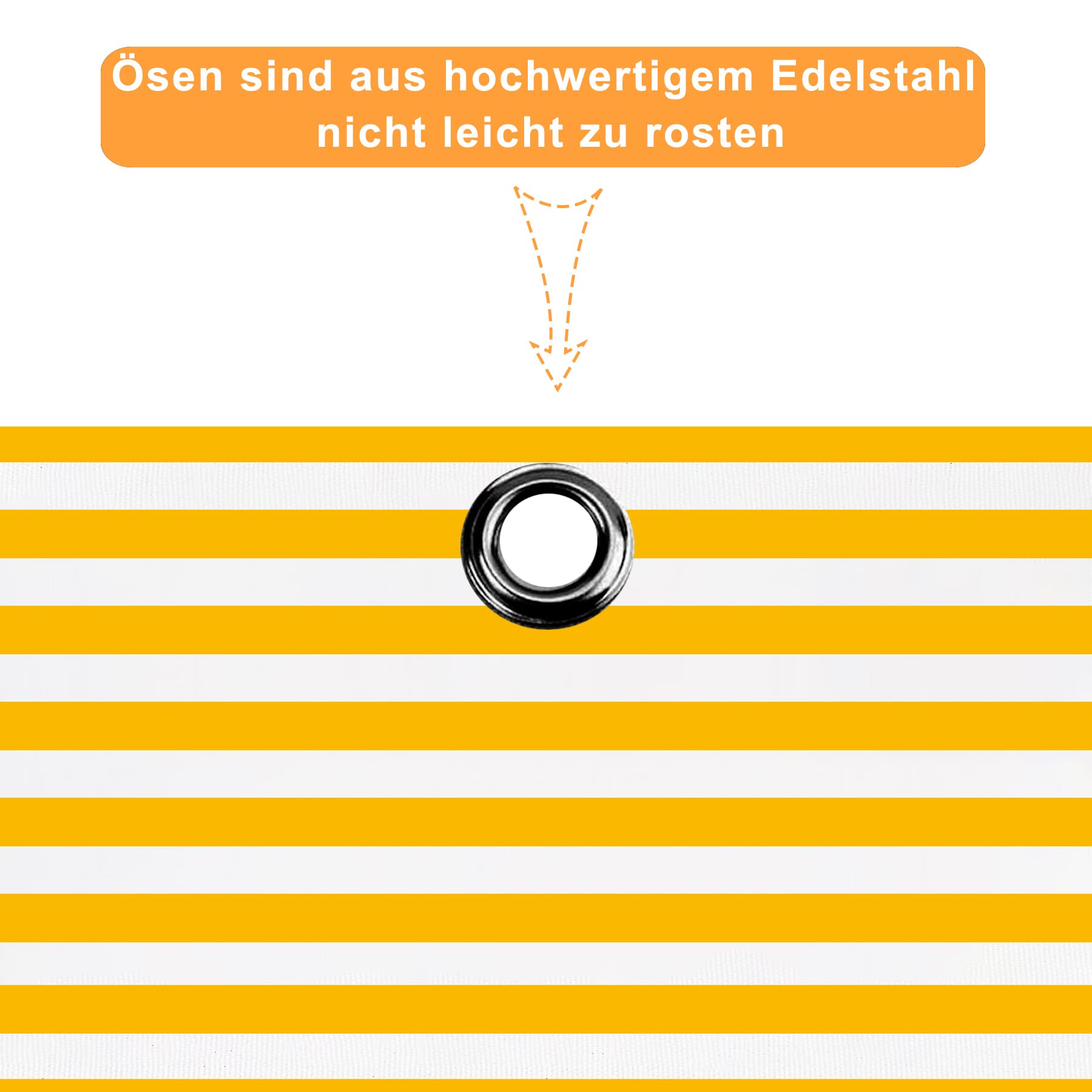 Balkon Sichtschutz Balkonverkleidung Balkonabdeckung Balkonumspannungen Windschutz 80x300cm Gelbe und weiße Streifen UV-Schutz und Windschutz Leicht Transparent mit Kabelbinder Aluminiumösen