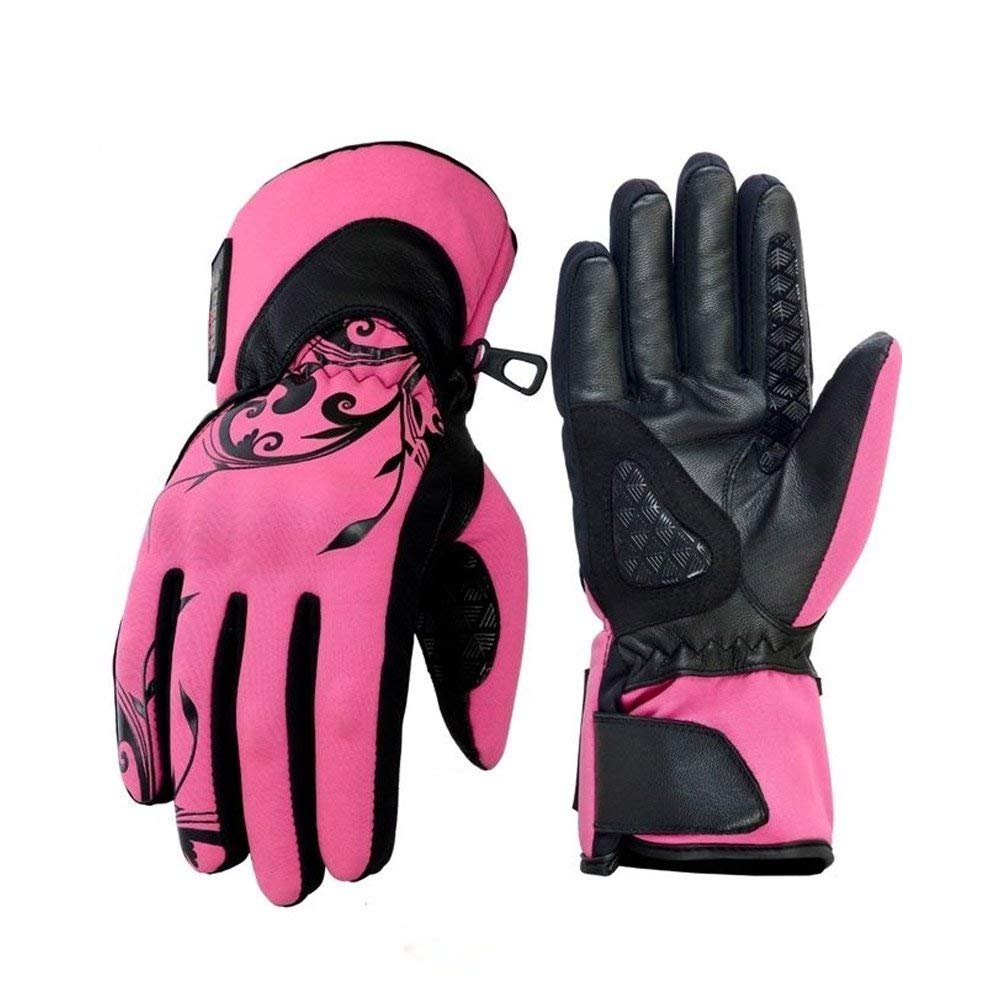 SPEED MAXX LTD LADIES THERMAL WATERPROOF REAL LEATHER HARD KNUCKLE SOFTSHELL MOTORBIKE GLOVES (M)
