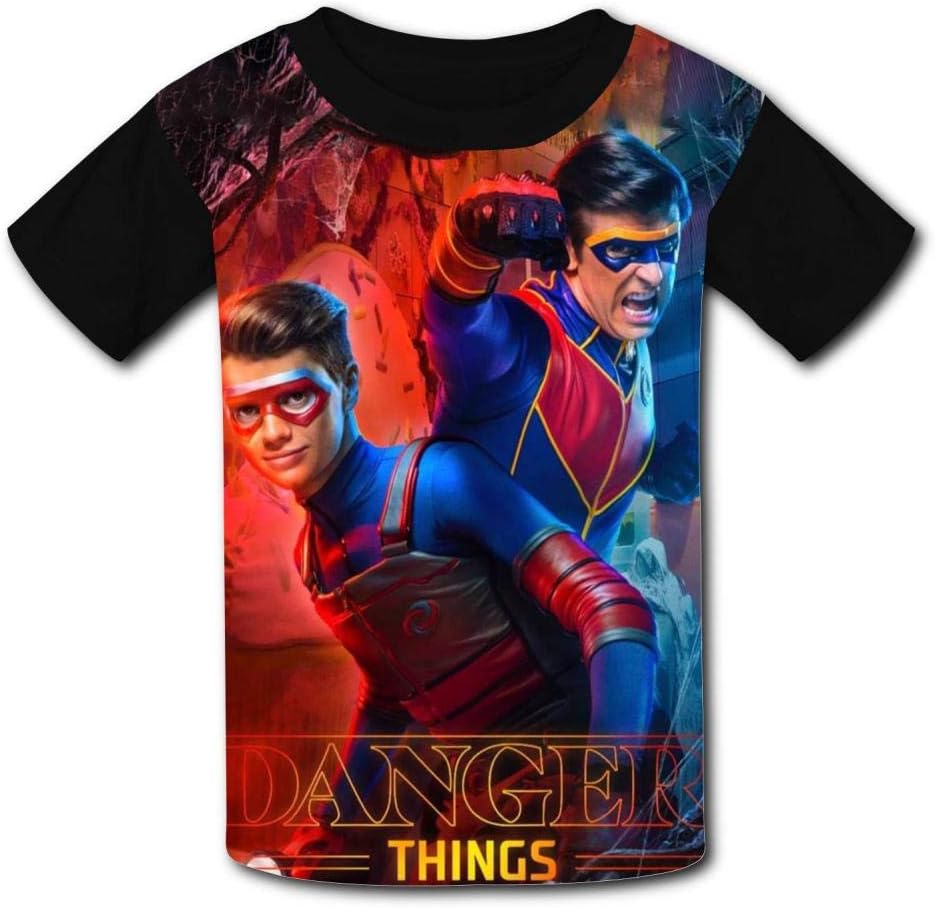 He-nR-y Da-nG-Er Youth/Kids Short Sleeve Crew T Shirts Causal Tee Tops Black