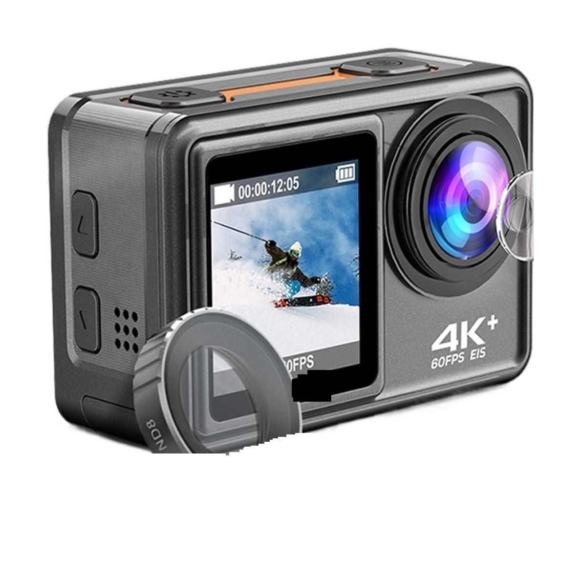Macchina Fotografica d'azione Videocamera d'azione a Doppio Schermo Video EIS da 48 MP con Obiettivo Filtro Opzionale 1080P Webcam Vlog Sports Cam(Option3,5K Camera ADD 6 Lens)