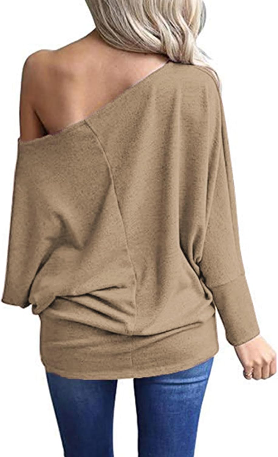 Poetsky Women's Long Sleeve Off Shoulder Tunic Tops Loose Casual Oversized Shirts Blouse - Image 4