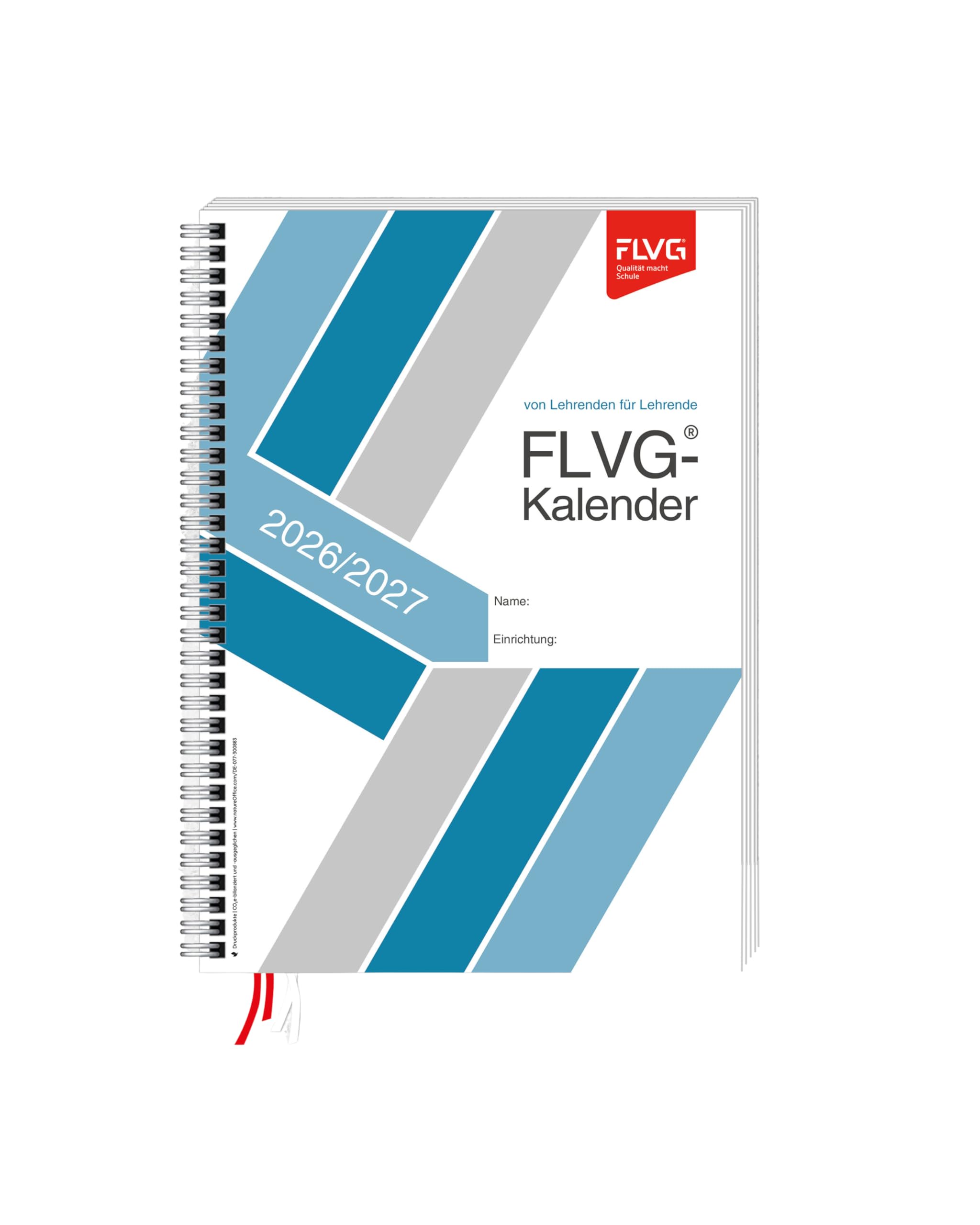 FLVG Lehrerkalender 2026/2027 A4 für Lehrerinnen und Lehrer kompakter Schulplaner, Lehrerplaner für den Unterricht, Schule und Job