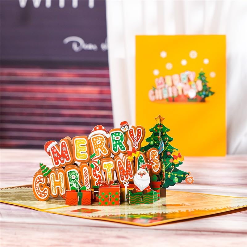 Glückwunschkarte Pop Up Weihnachtskarte 3D Gruß Geschenkkarten for Urlaub Winter Neues Jahr Frohe Weihnachten Karten (10 Packung)
