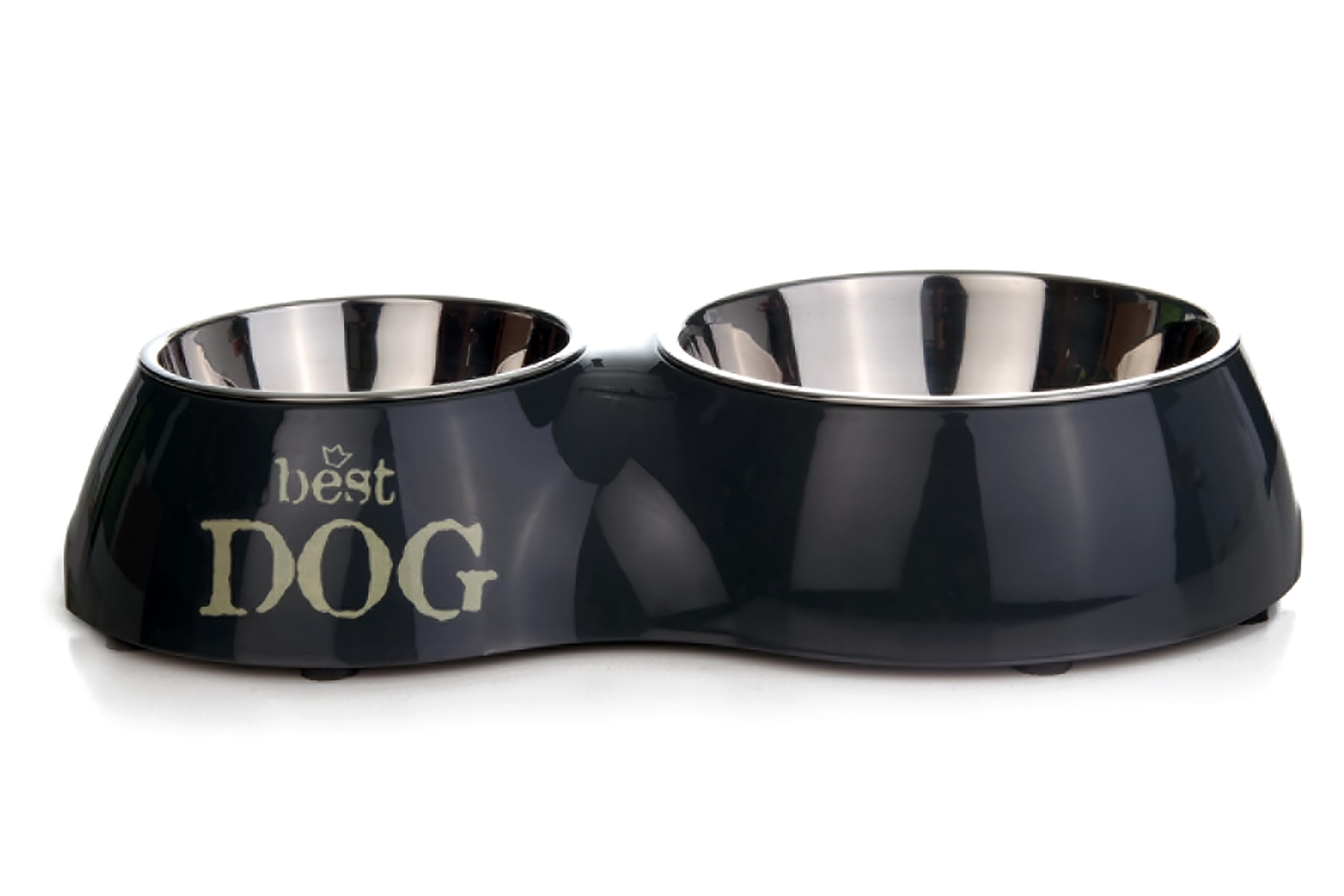 Beeztees Köpek İkili Mama ve Su Kabı, Paslanmaz Çelik, 37x22cm, 350ml ve 700ml
