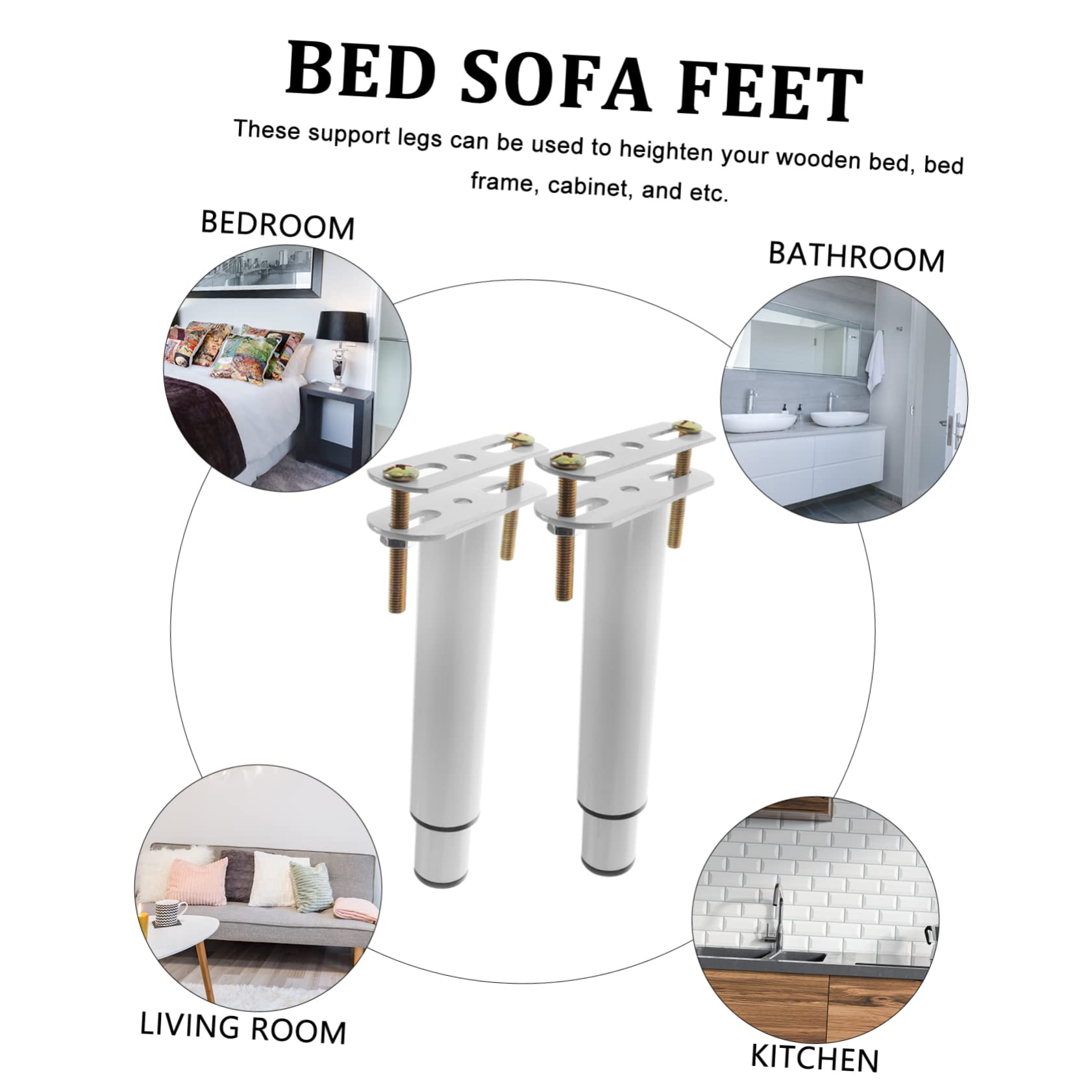 NUOBESTY 2 Pezzi piedini di supporto per le gambe del letto livellamento Alto livellatori montante piedini regolabili gamba di sostegno del letto Supporto materasso ferro da stiro bianca