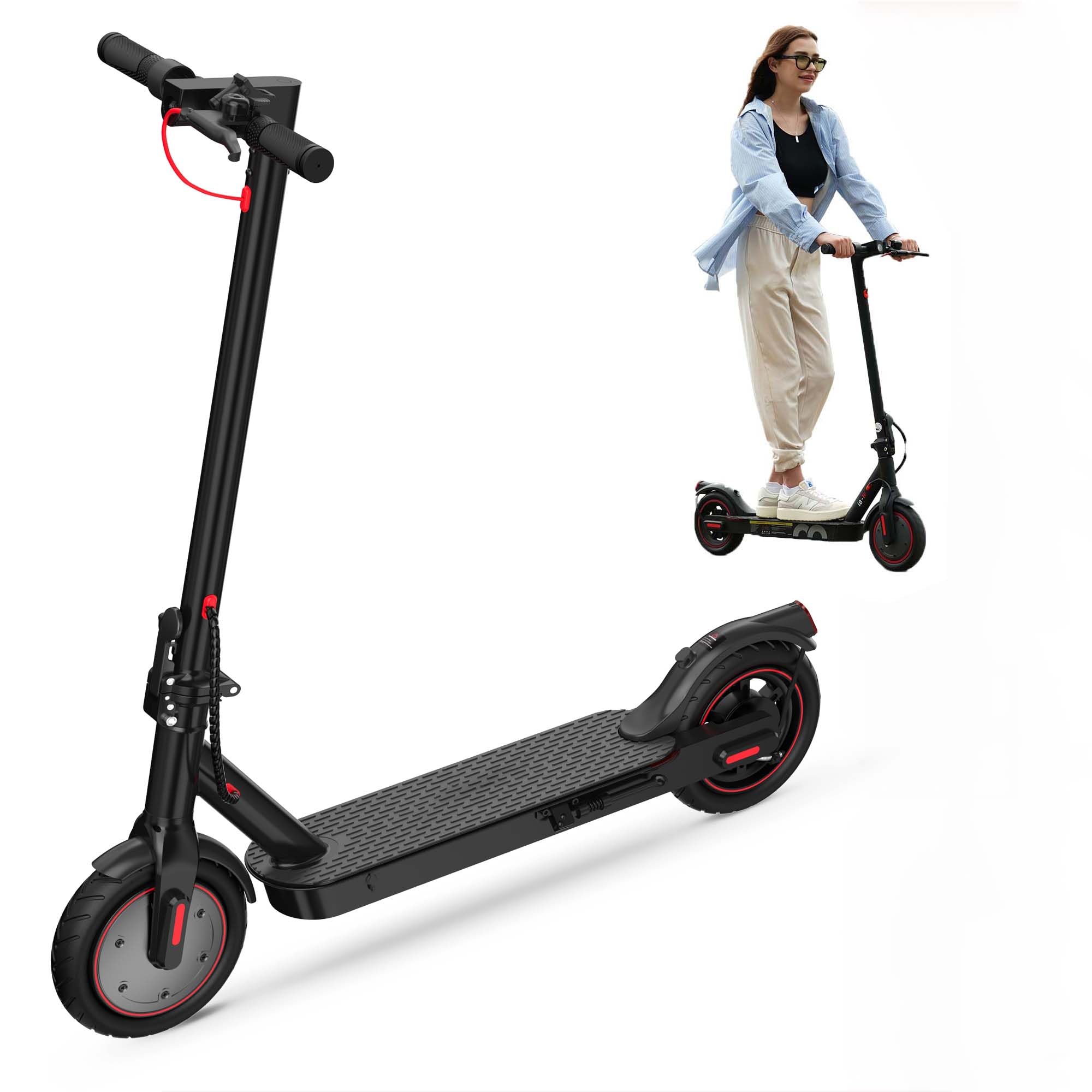 iScooter i8 Patinete Electrico Plegable para Adolescentes Y Adultos, Motor de 350W, Autonomía 20-30KM, MAX 25 KM/H, 187.2WH Batería, Carga 100KG, Frenado Dual, Desplazamientos Diarios, Blanco, Negro