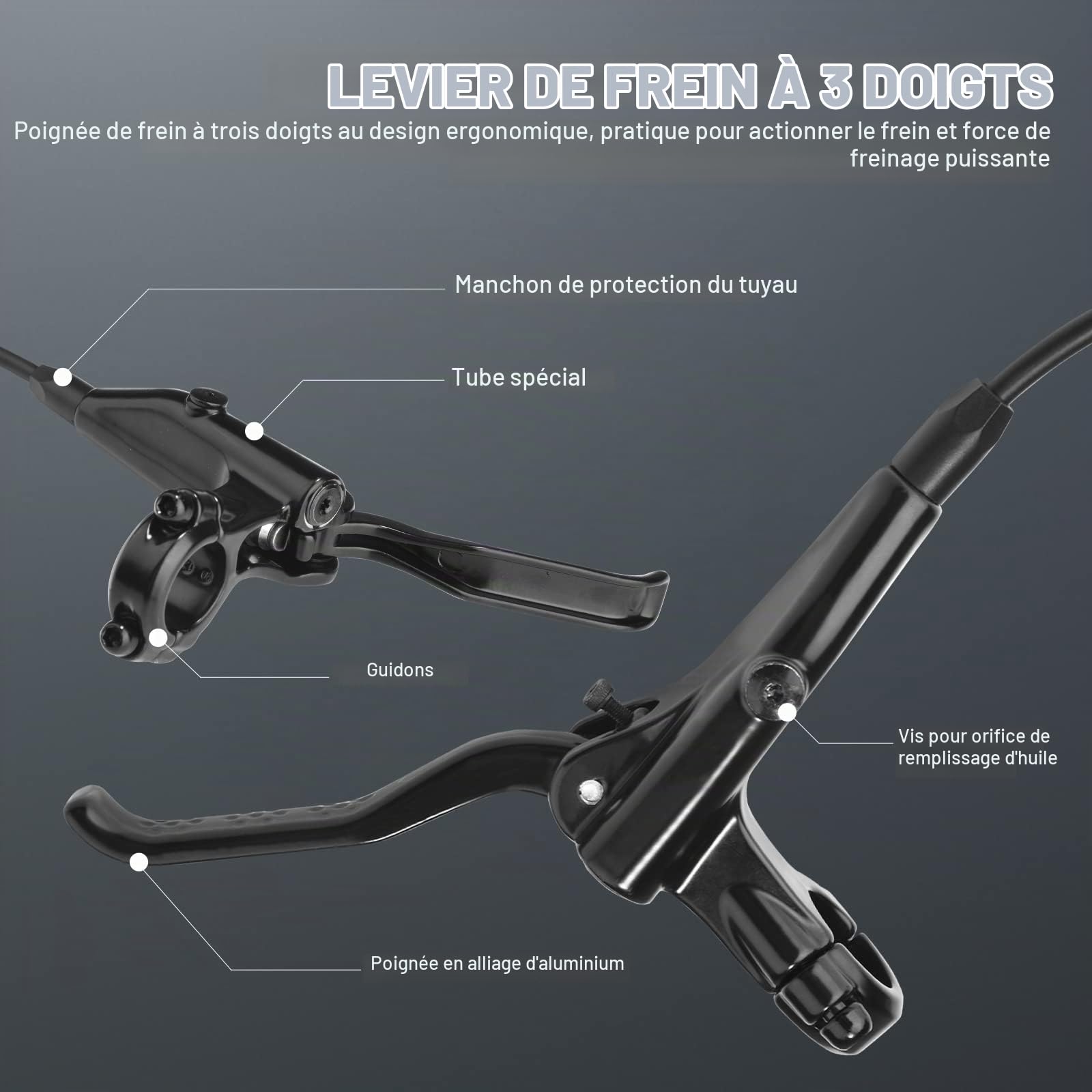 Jeu de Freins hydrauliques VTT Freins à Disque hydrauliques, Kit de Frein à Disque de vélo, avec Rotor à Disque 160mm, Avant 80CM arrière 140CM Frein à Huile Vélo VTT en Alliage d'aluminium
