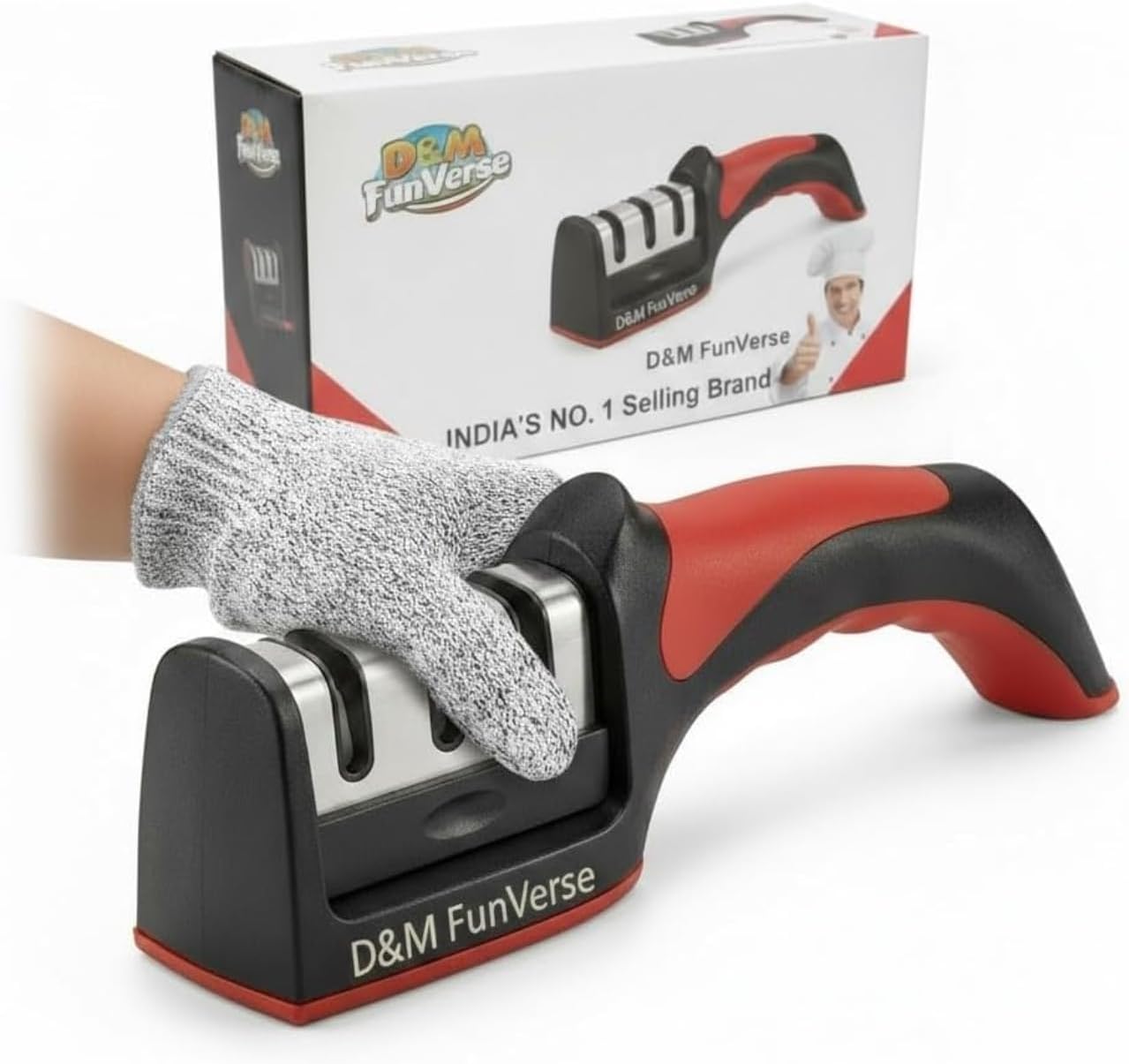 3-Stage Knife Sharpener with Ergonomic Handle, Safe Stable Base, Durable Kitchen Tool