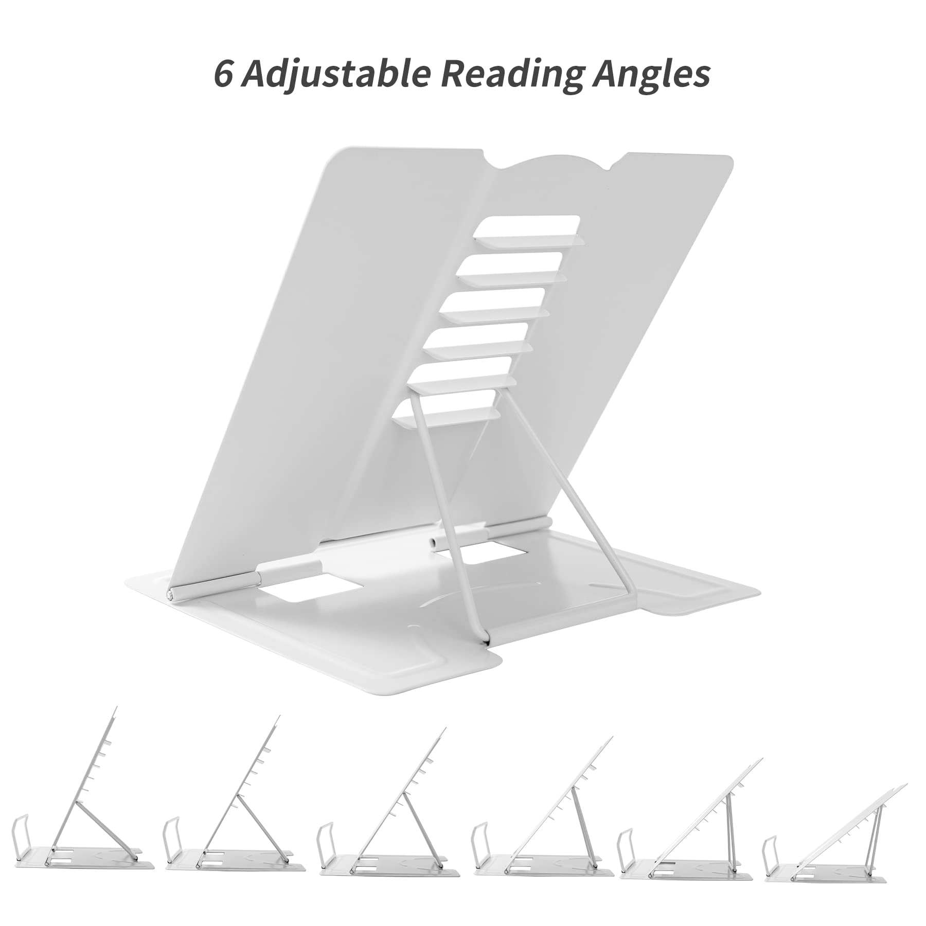 Support de livre en métal réglable pour la lecture (blanc complet)