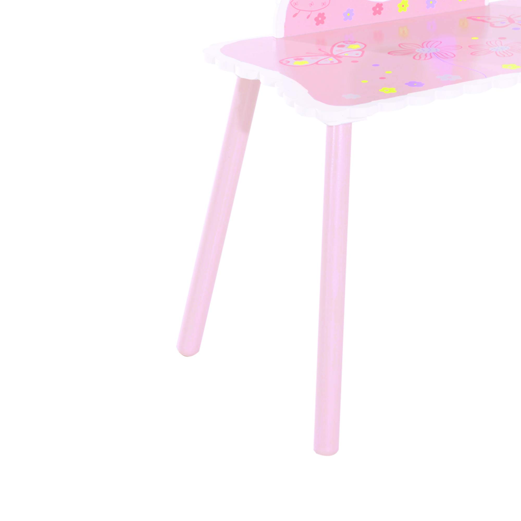 HOMCOM Toeletta per Bambini con Sgabello in Legno, Tavolo Trucco con Specchio Moderno e Cassetto, 59L x 39P x 77A cm, Rosa